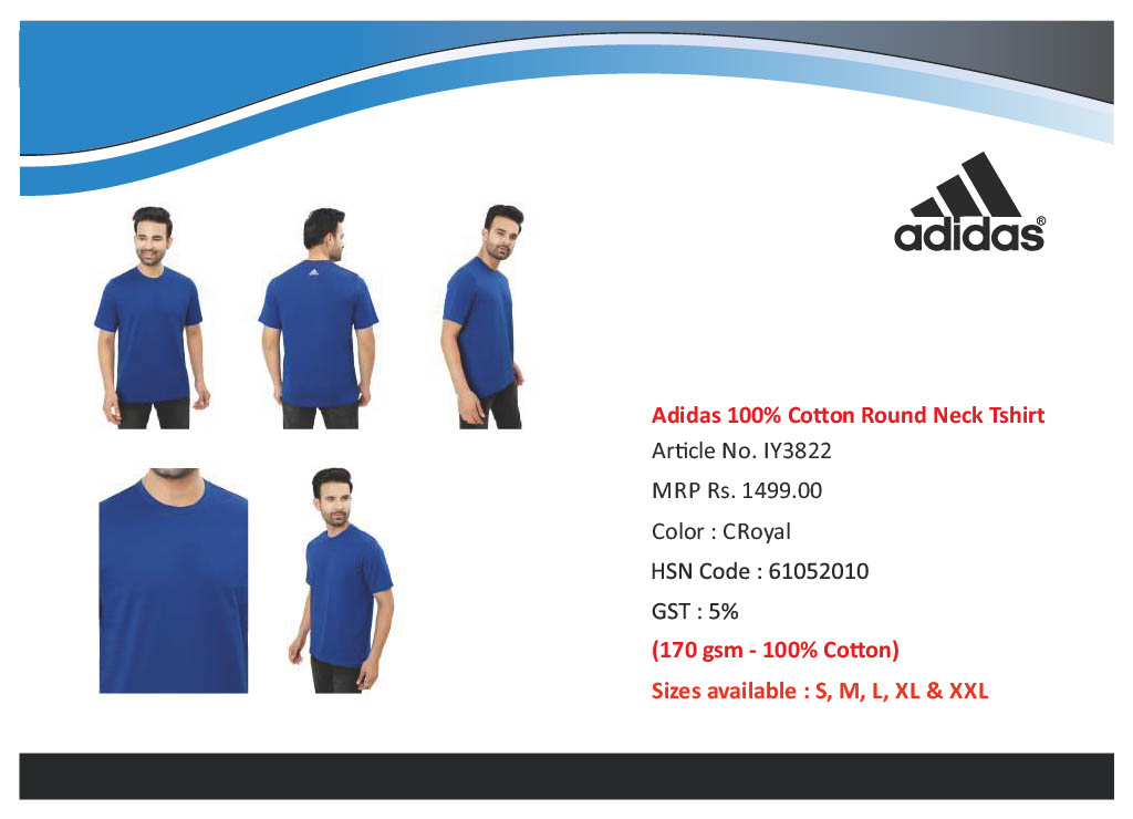 Adidas 100% Cotton Round Neck Tshirt