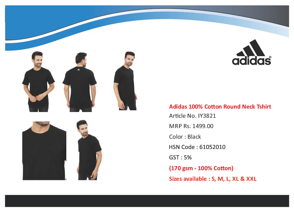 Adidas 100% Cotton Round Neck Tshirt