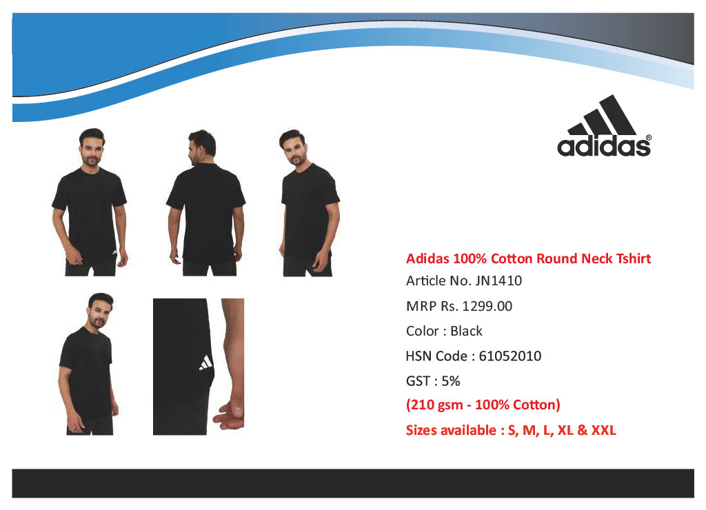 Adidas 100% Cotton Round Neck Tshirt